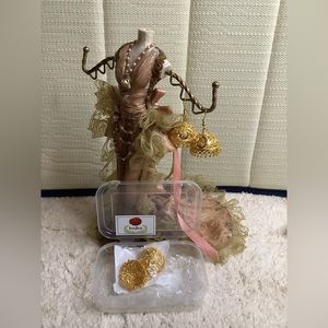 Bodha Gold Plated Traditional Indian Hook Hanging Lightweight Jhumka Earrings